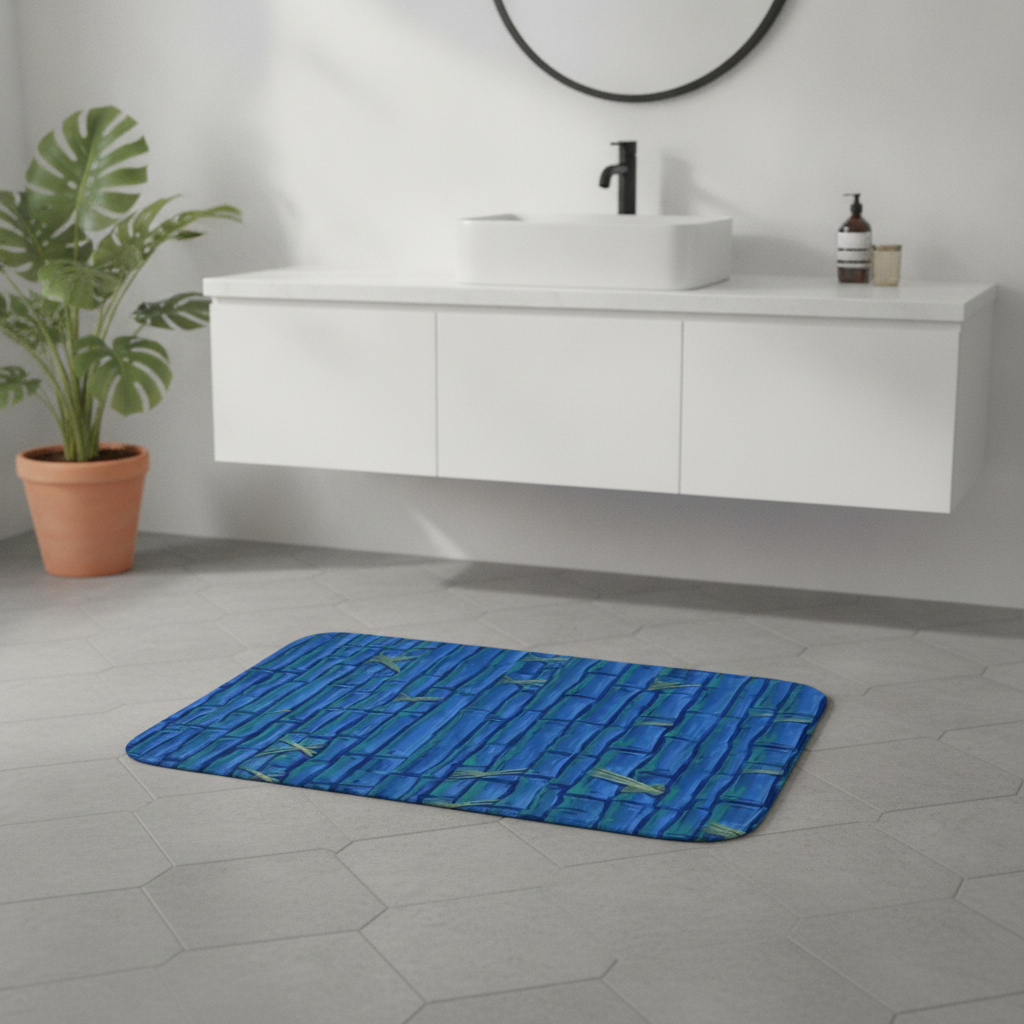 Bamboo Blue Bathroom Rug