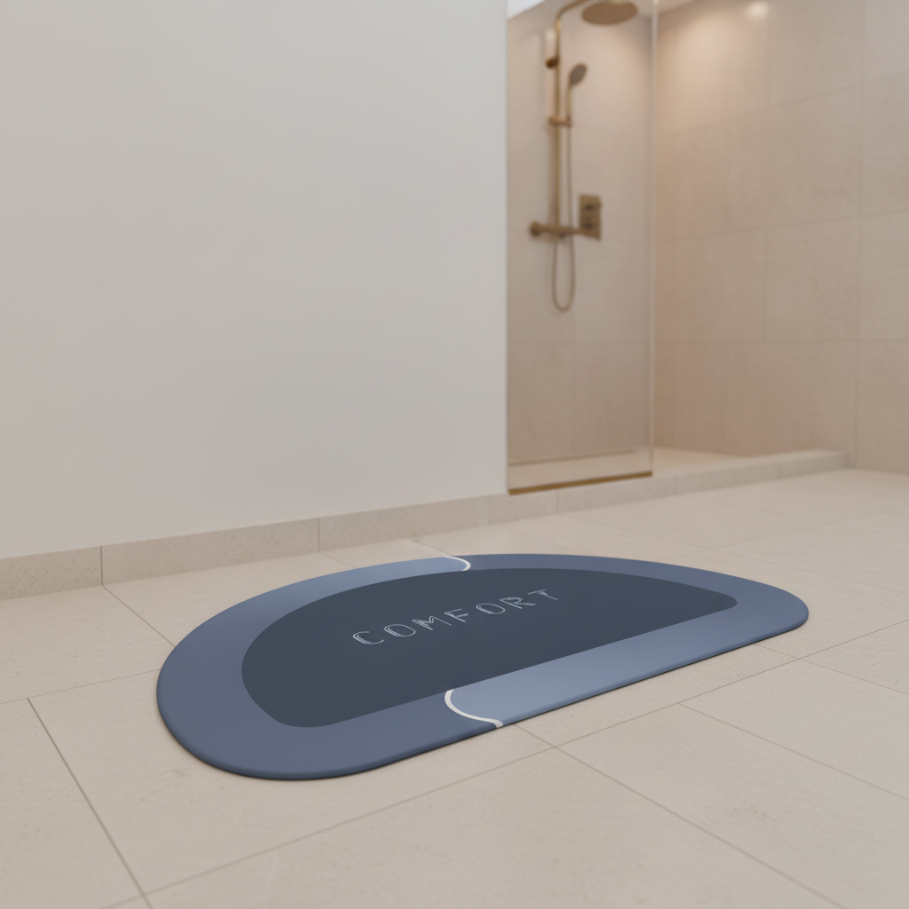 Half Moon Blue Gradient Bathroom Rug