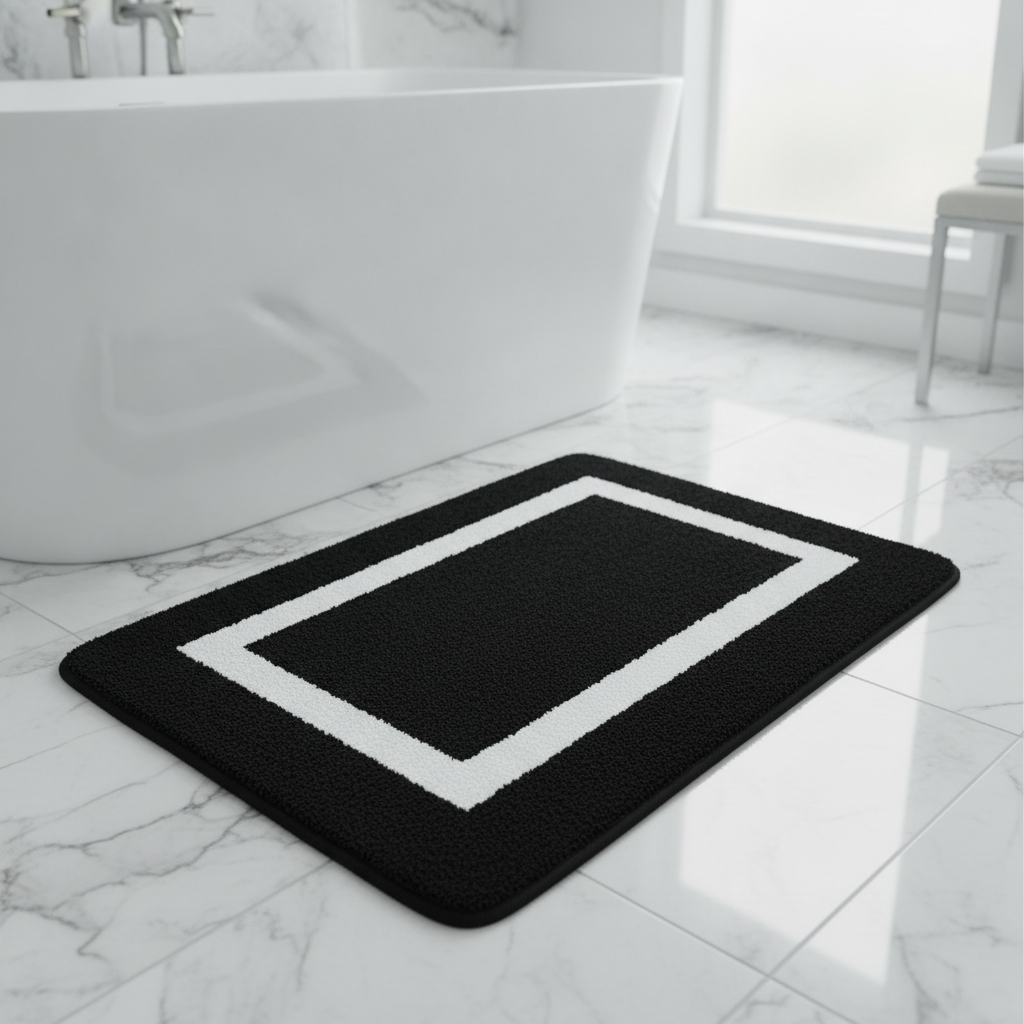 Design Black White Bath Mat