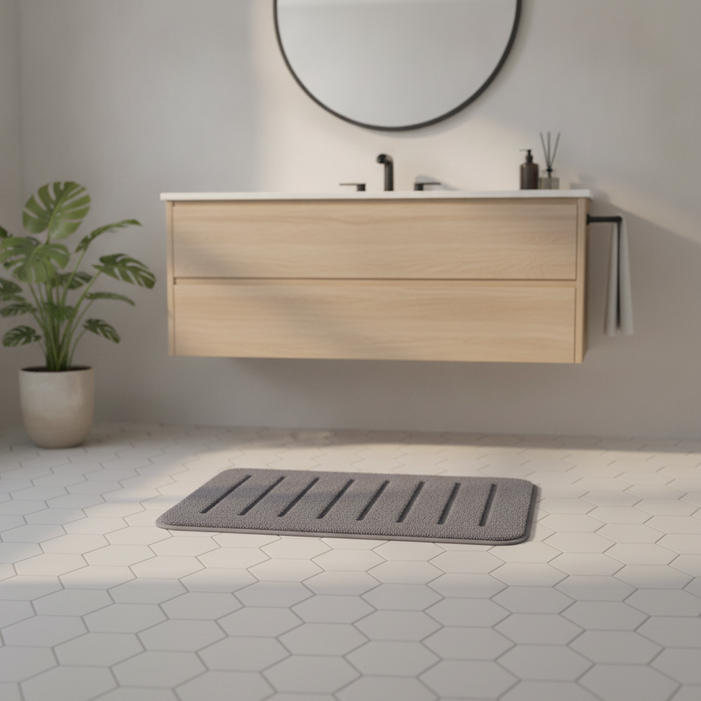 Gray Microfiber Bath Mat