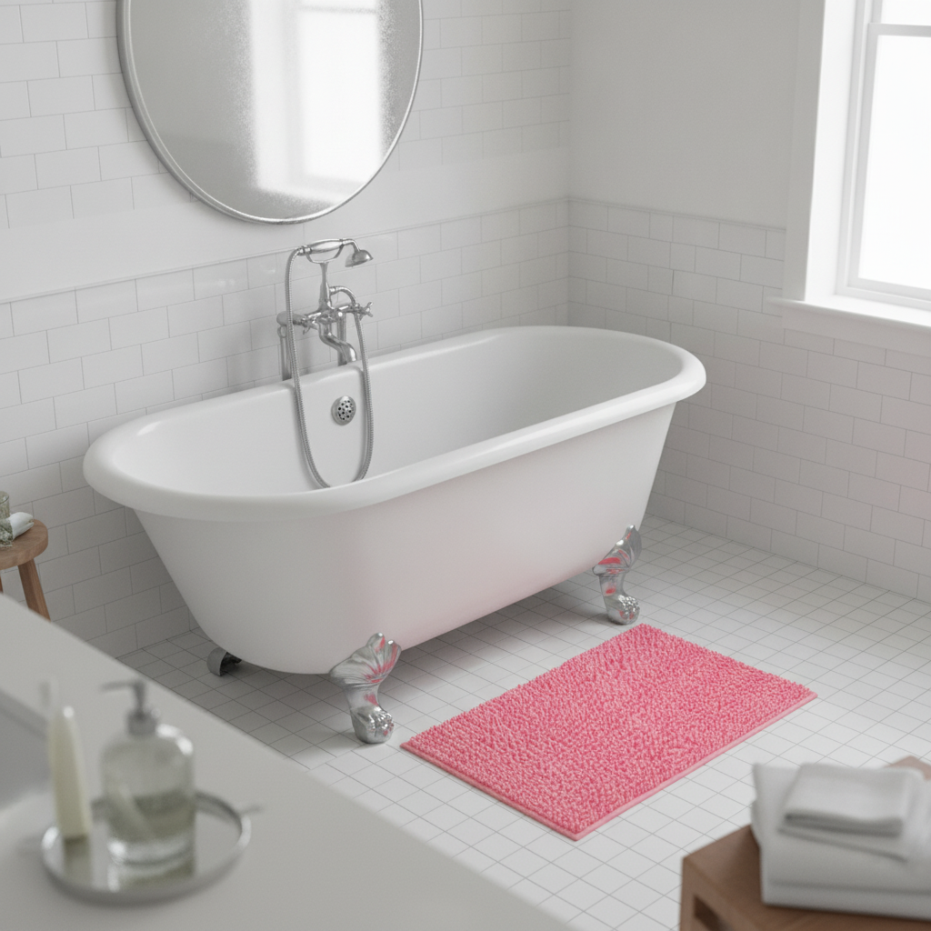 Caterpillar Pink Bath Mat