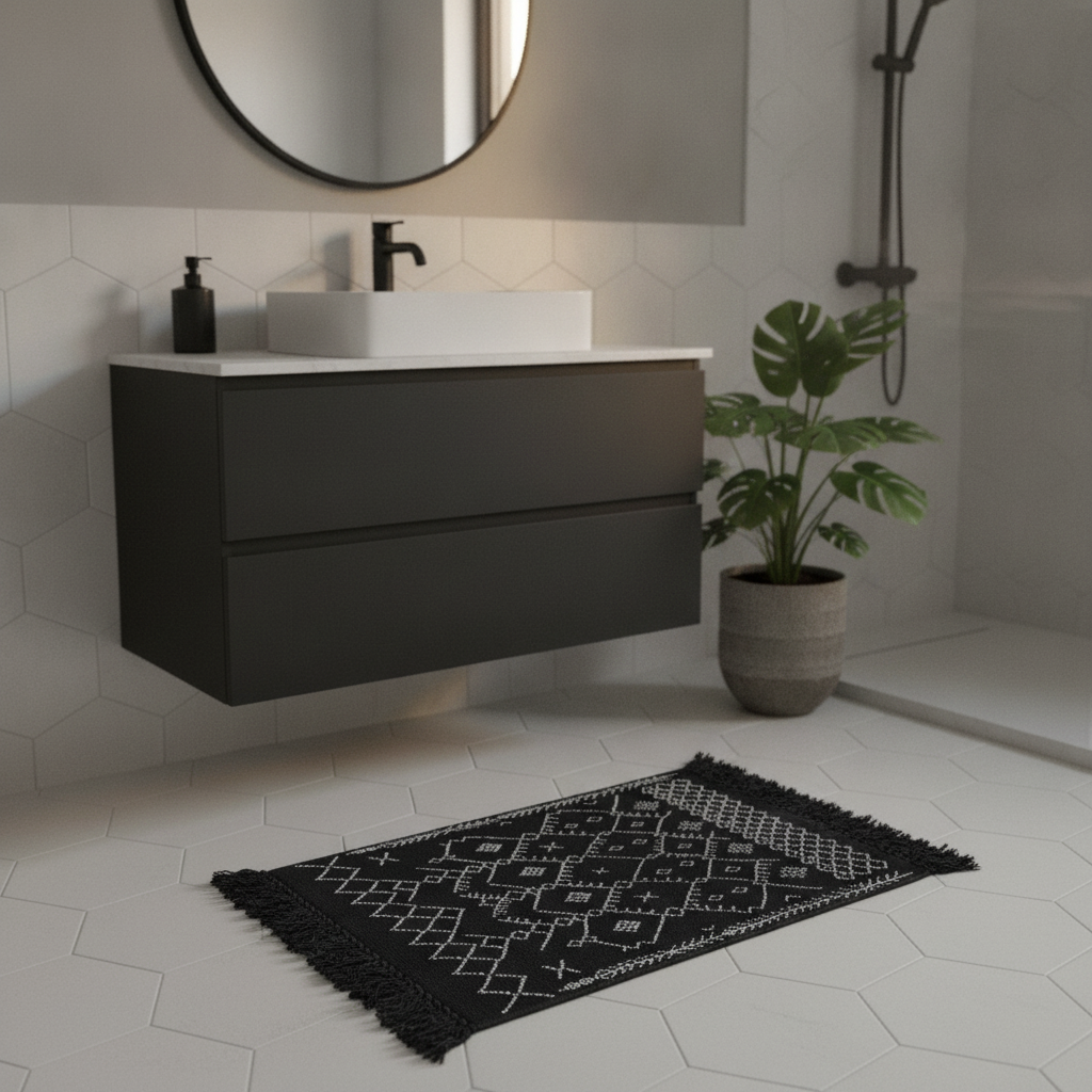 Black Bathroom Carpet Set