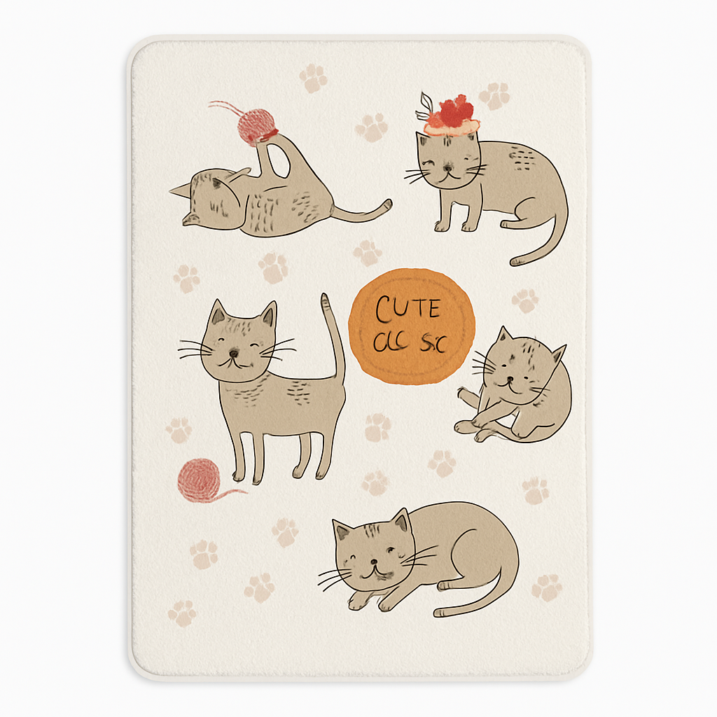 Cat Gray Bath Mat