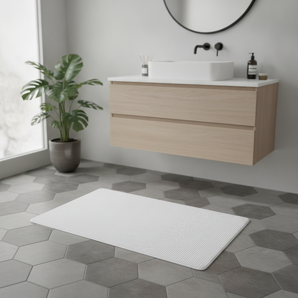 Caterpillar White Bath Mat - product detail