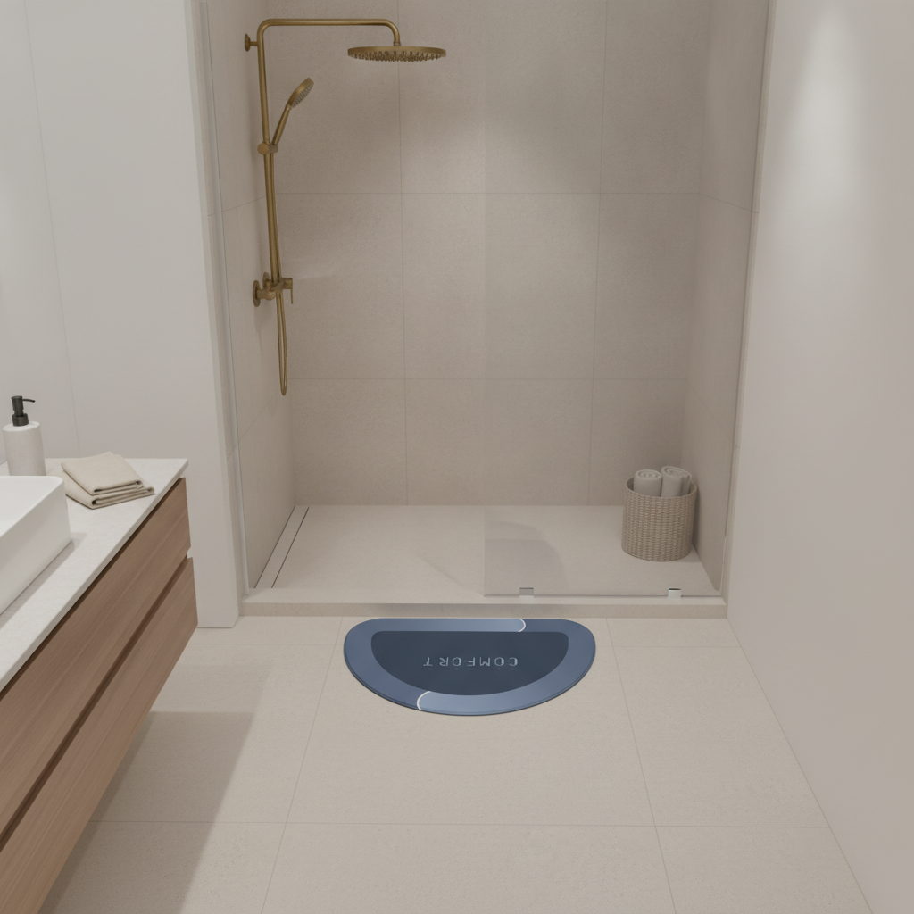 Half Moon Blue Gradient Bathroom Rug