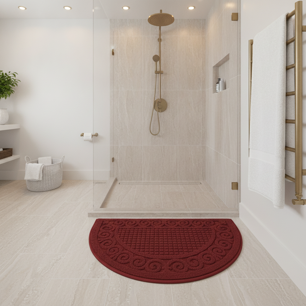 Half Moon Red Bath Mat