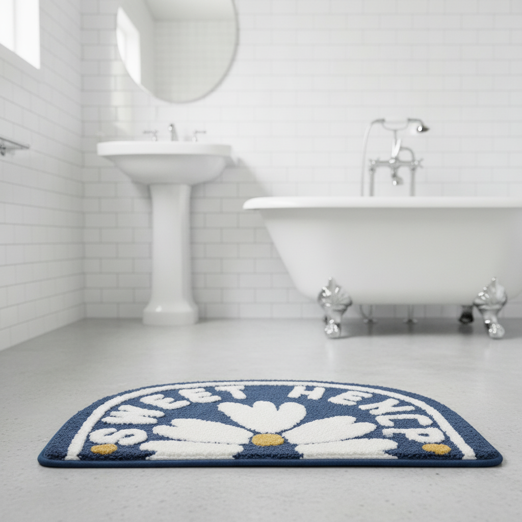 Thick Half Moon Bath Mat - bathroom setting