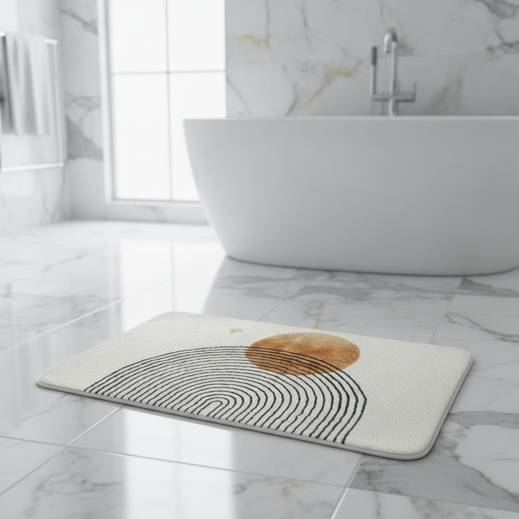 Large Brown Design Bath Mat