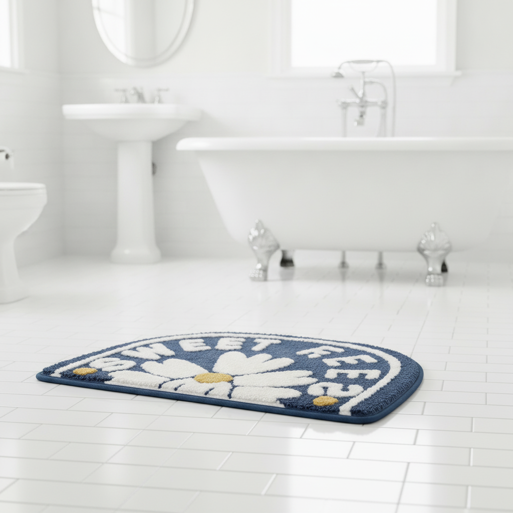 Thick Half Moon Bath Mat - bathroom setting
