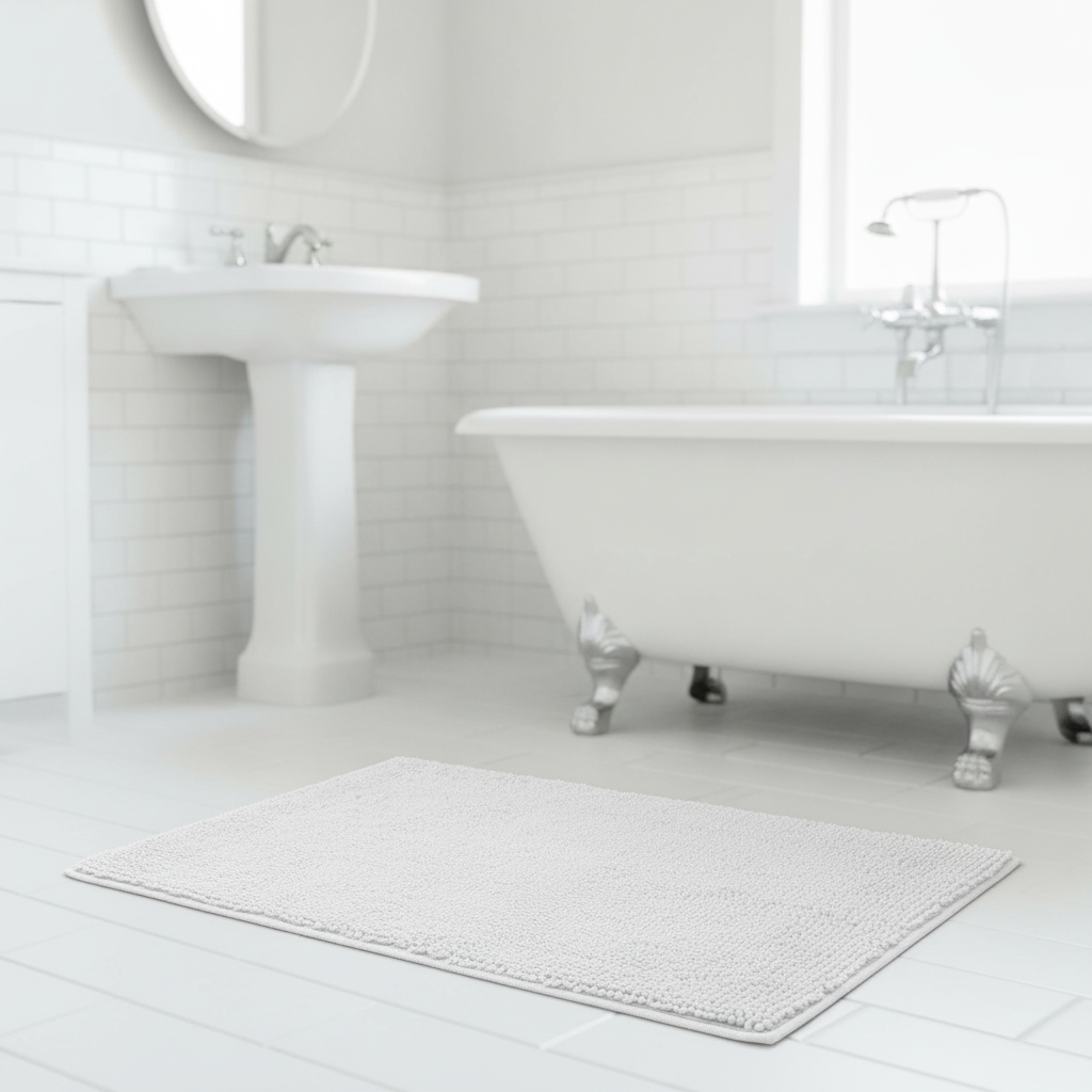 Non-Slip White Bath Mat