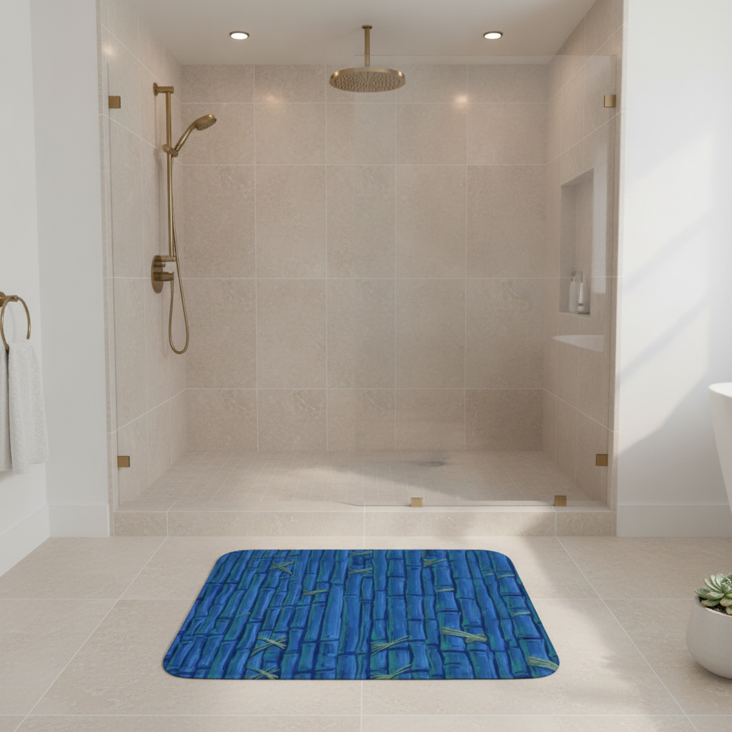 Bamboo Blue Bathroom Rug