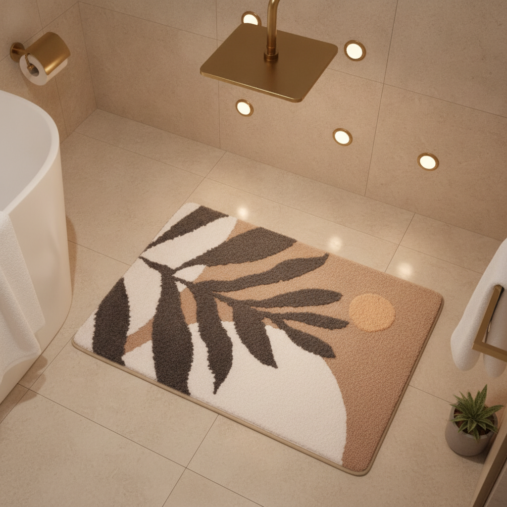 Zen Pattern Bathroom Rug - lifestyle photo