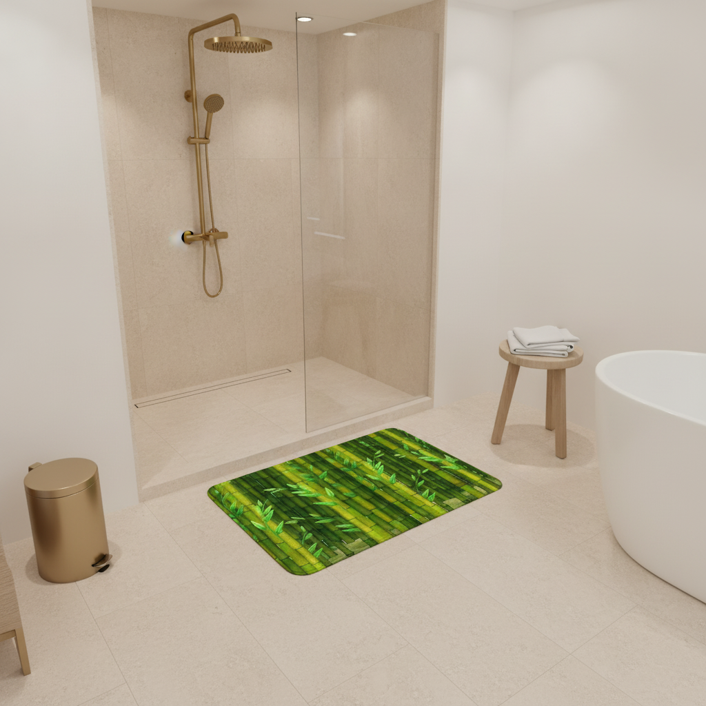Green Bamboo Bath Mat
