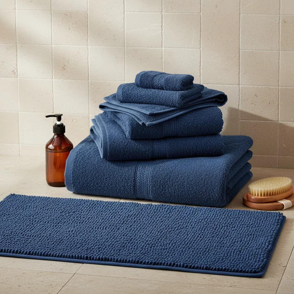 Large Blue Navy Bath Mat