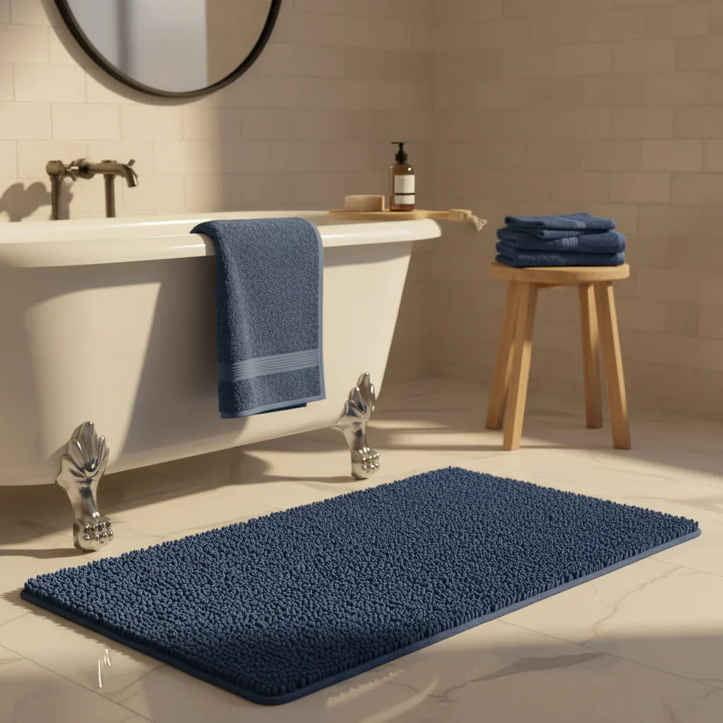 Large Blue Navy Bath Mat