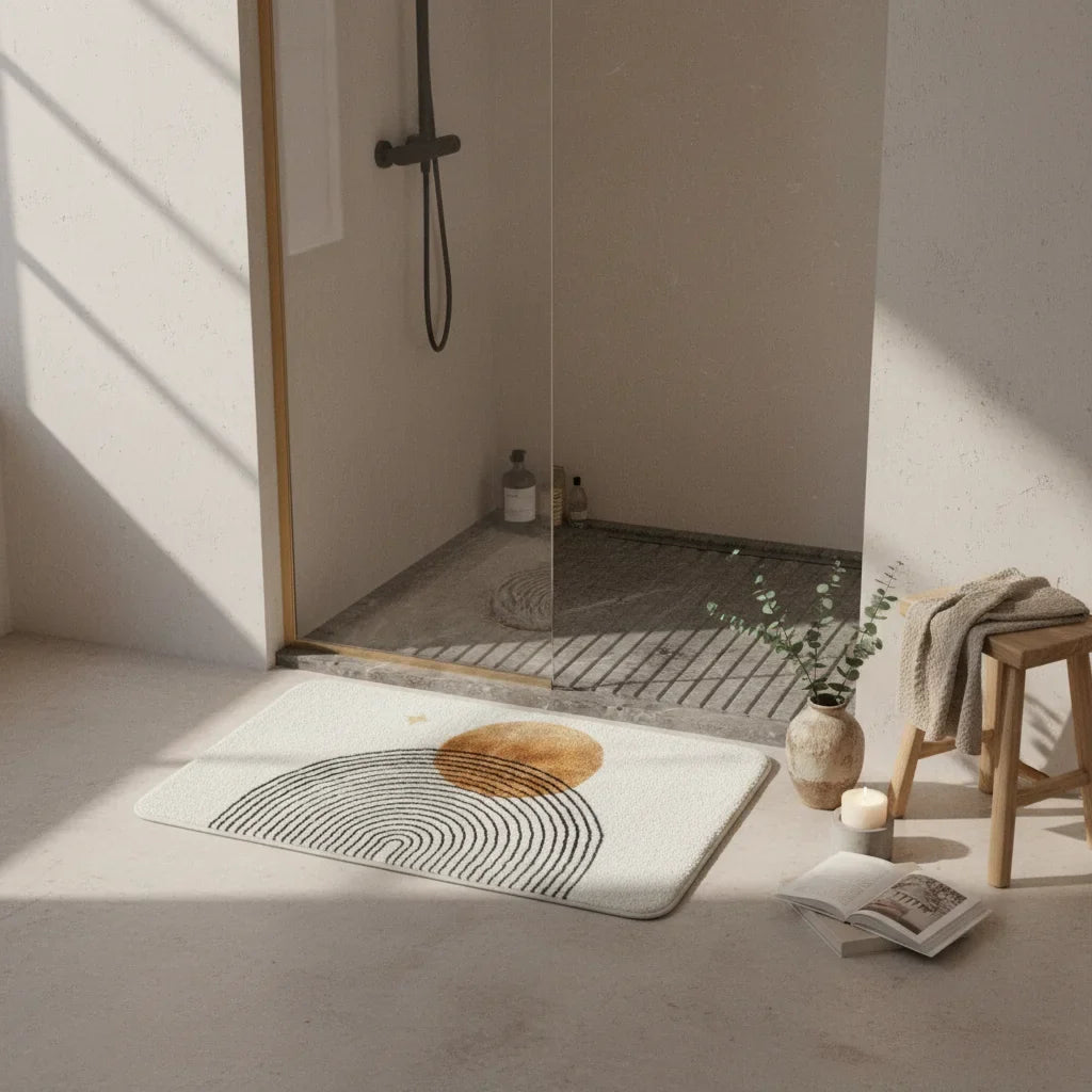 Large Brown Design Bath Mat