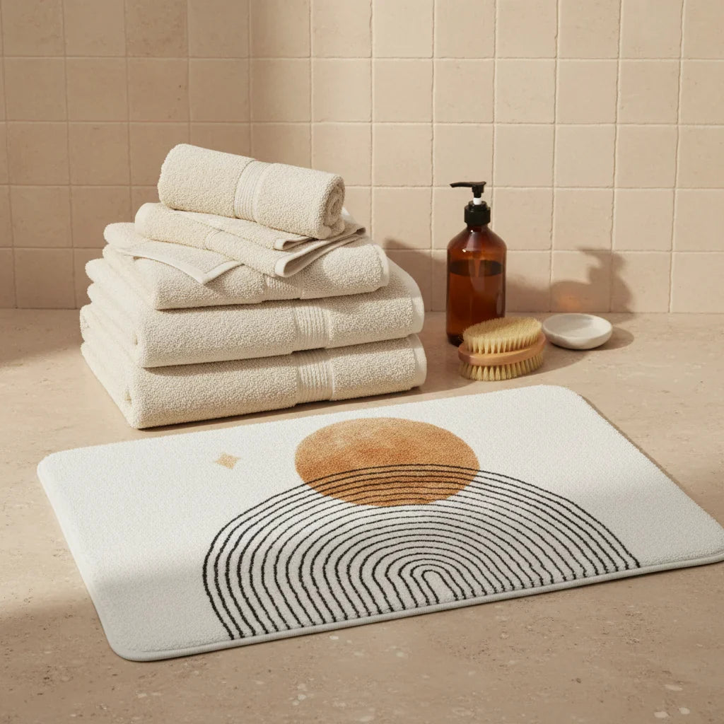 Large Brown Design Bath Mat