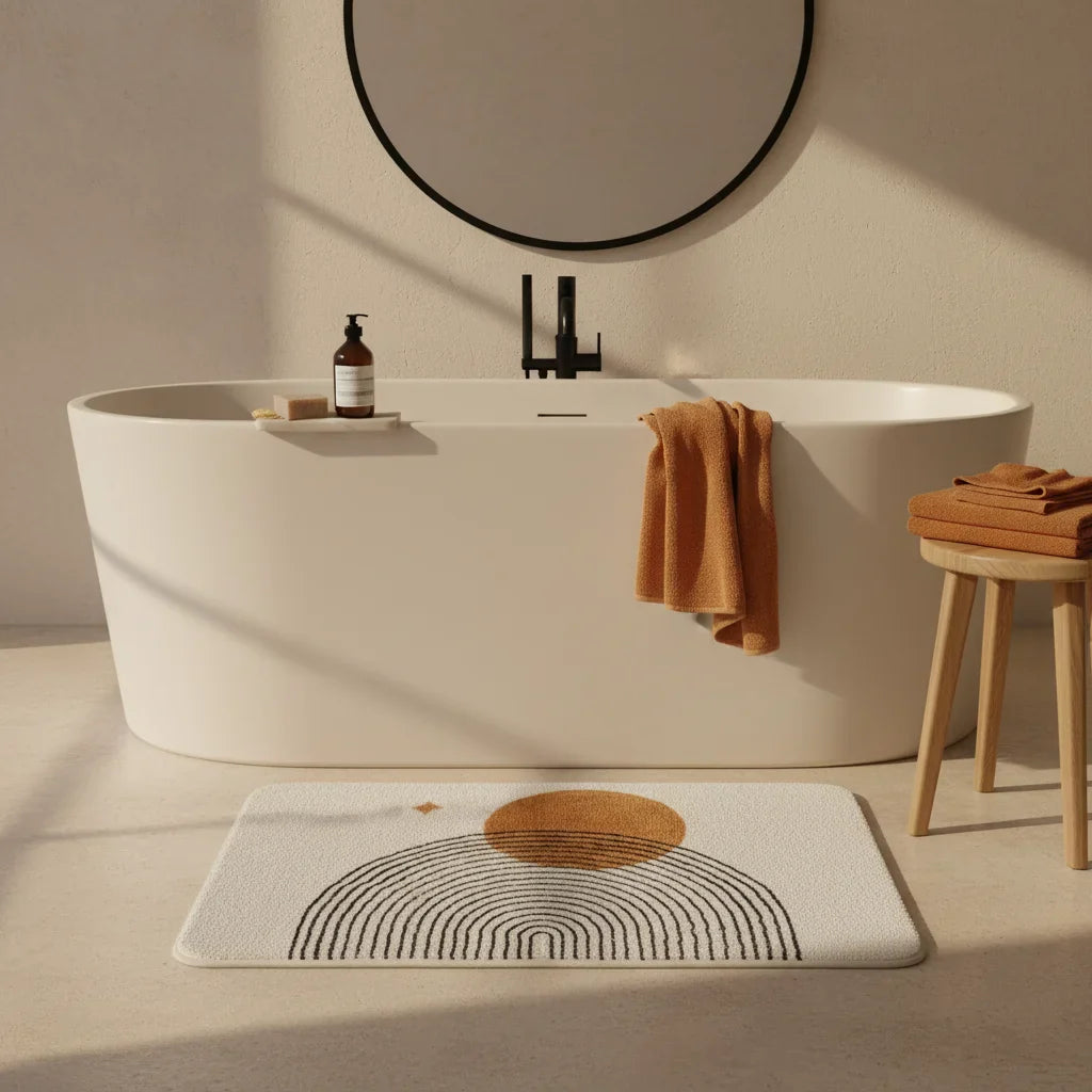 Large Brown Design Bath Mat
