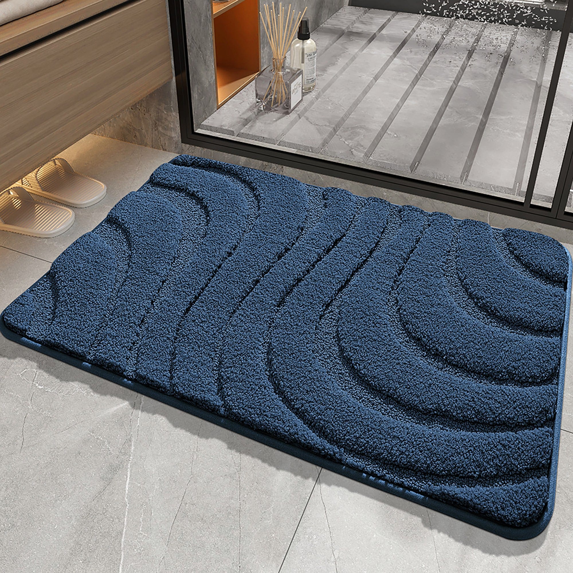 Non-Slip Blue Bath Mat