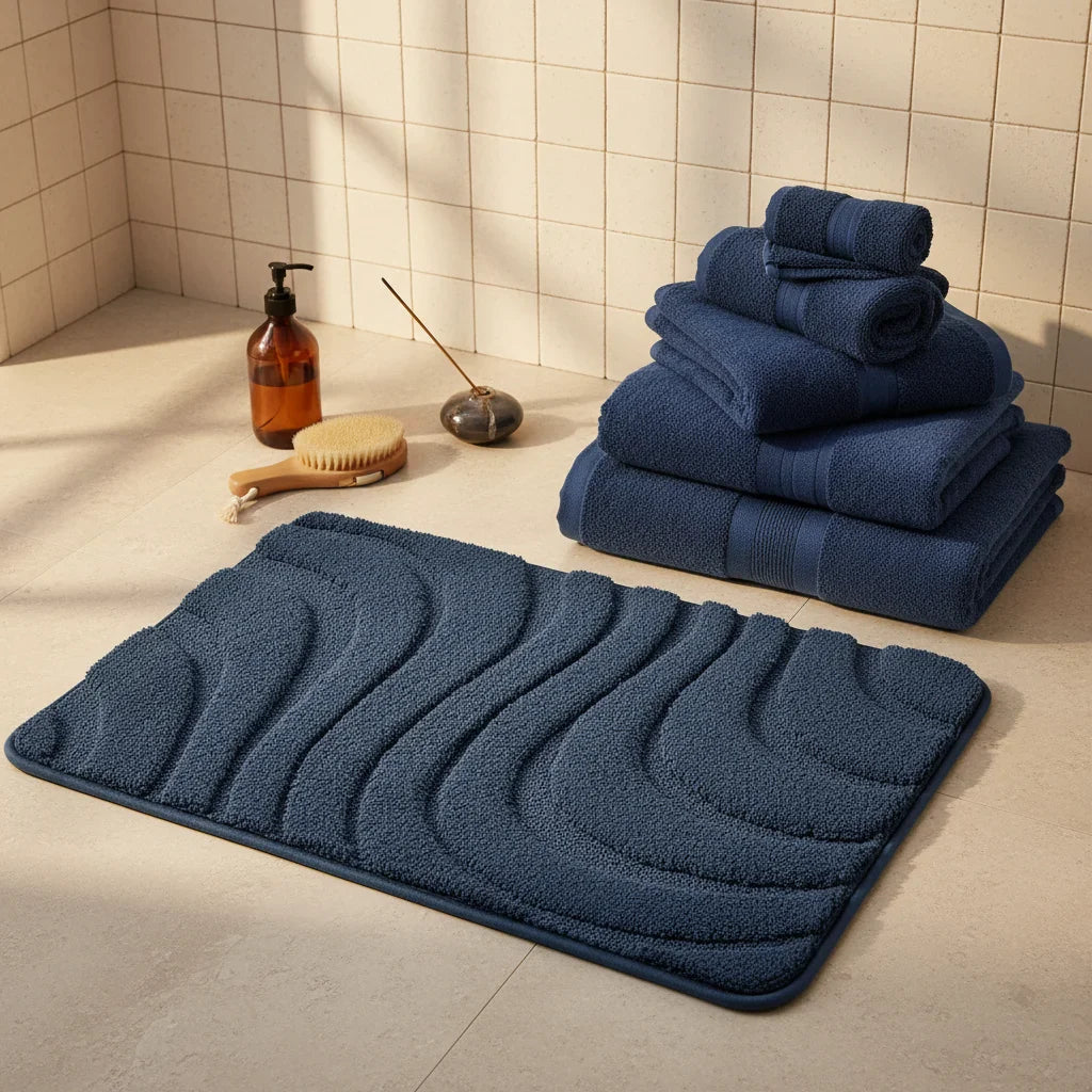 Non-Slip Blue Bath Mat
