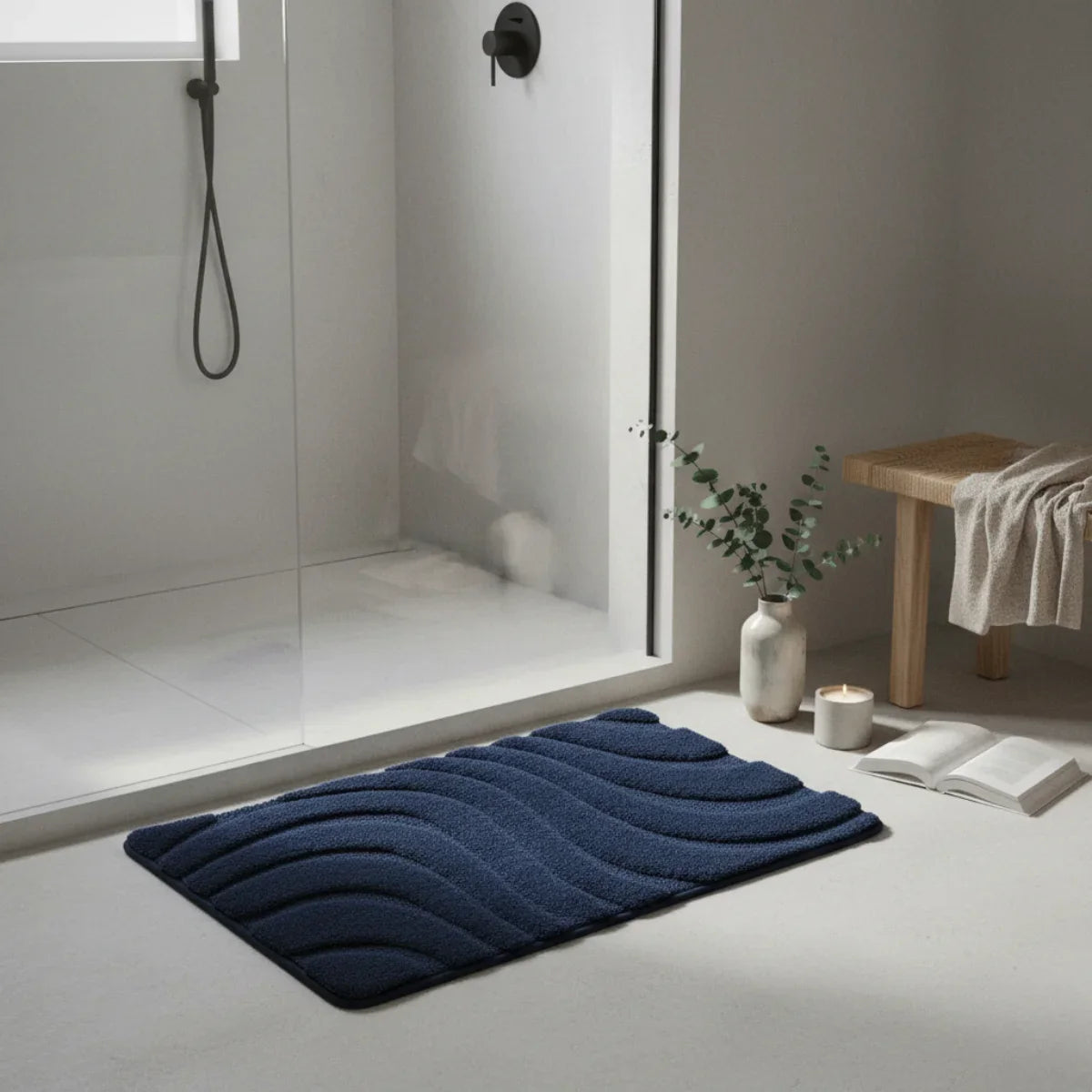 Non-Slip Blue Bath Mat - lifestyle photo