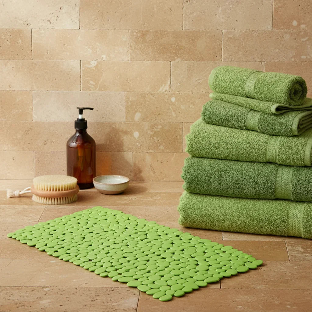 Non-Slip Plastic Pebbles Bath Mat - bathroom setting
