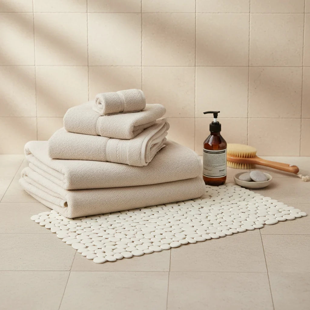 Non-Slip Plastic Pebbles Bath Mat - care instructions