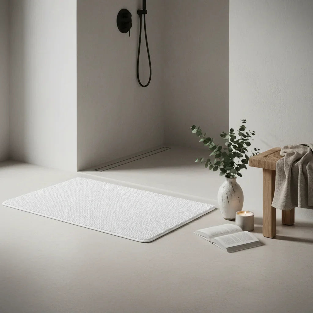 Non-Slip White Bath Mat - lifestyle photo