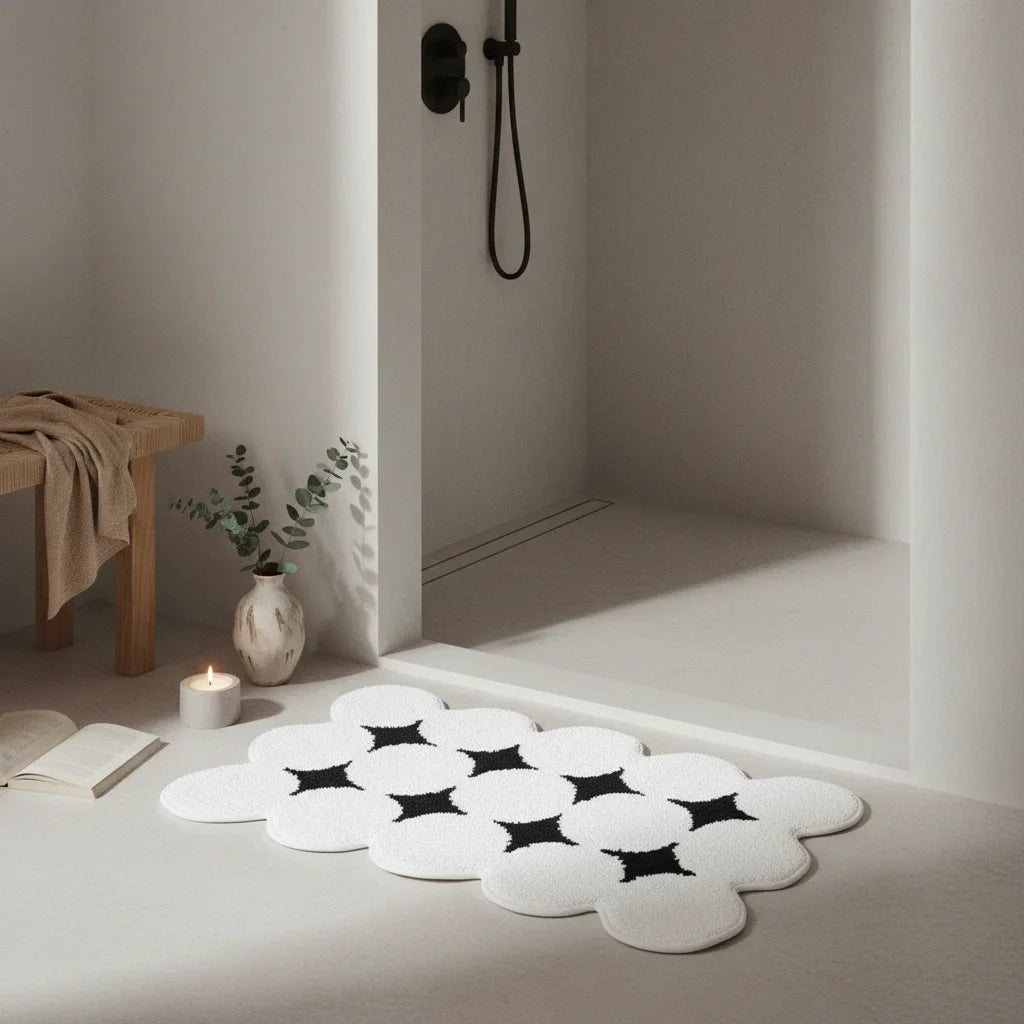 Original Black White Bathroom Rug - lifestyle photo