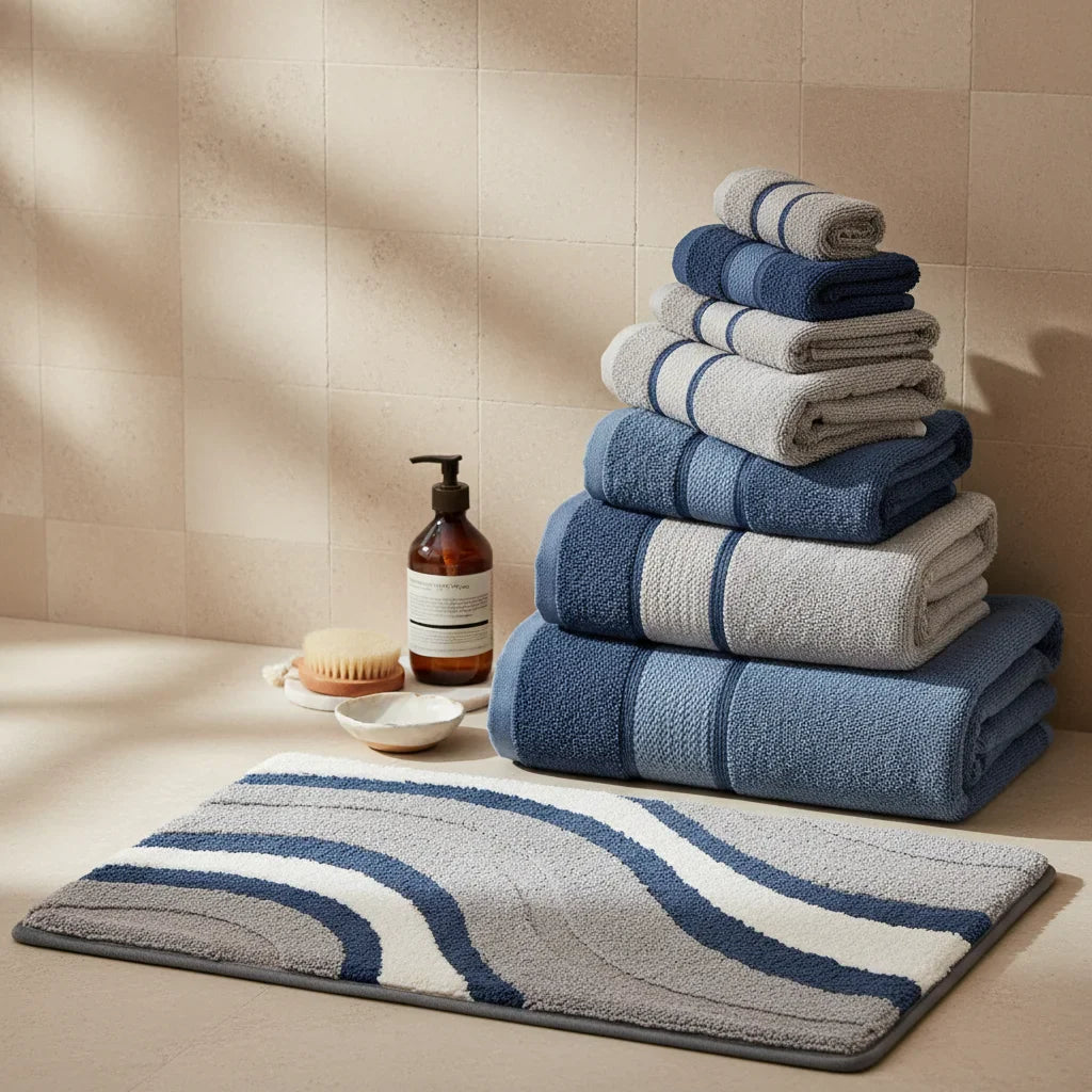 Original Gray White Bathroom Rug