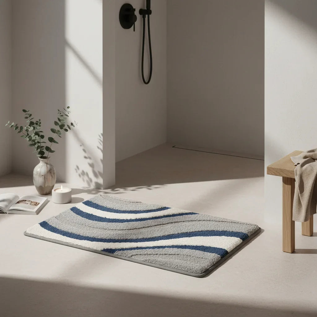 Original Gray White Bathroom Rug - lifestyle photo
