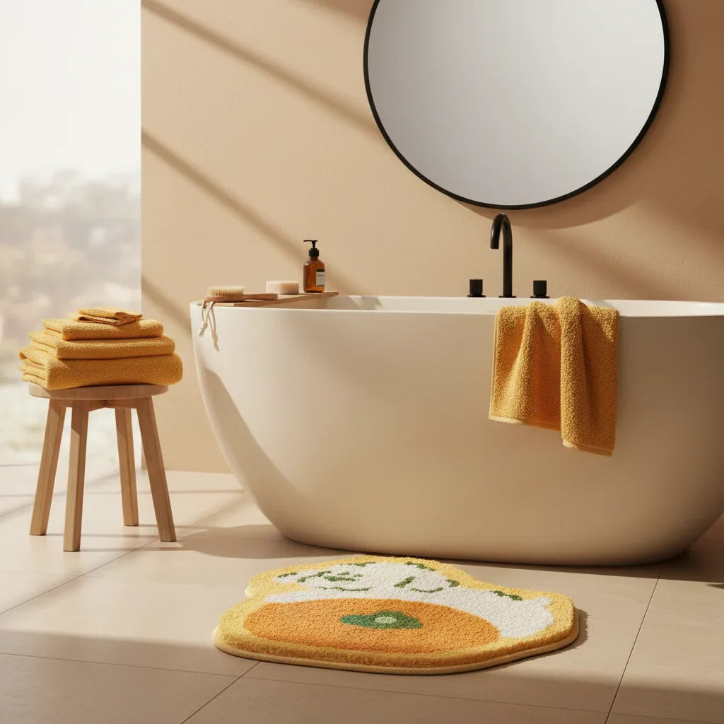 Original Orange Bathroom Rug - size comparison