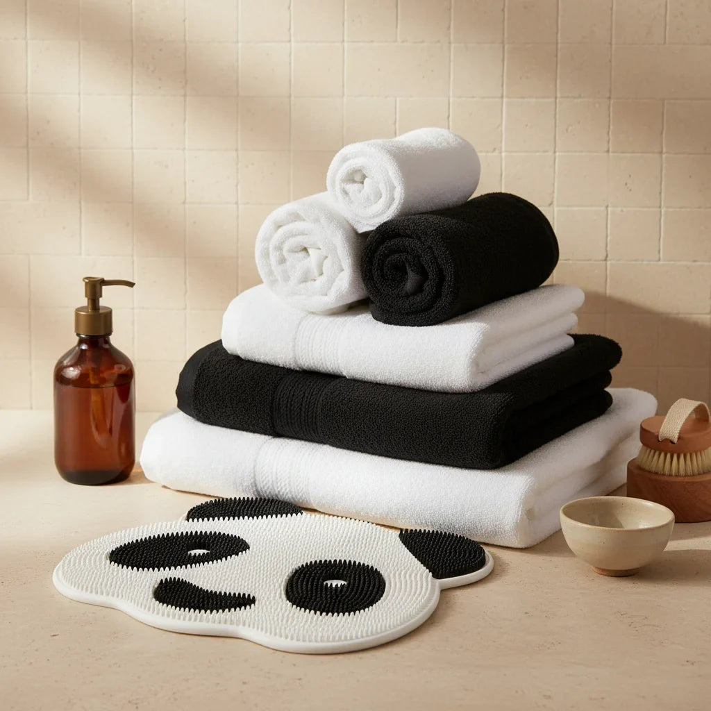 Panda Bath Mat - close-up texture