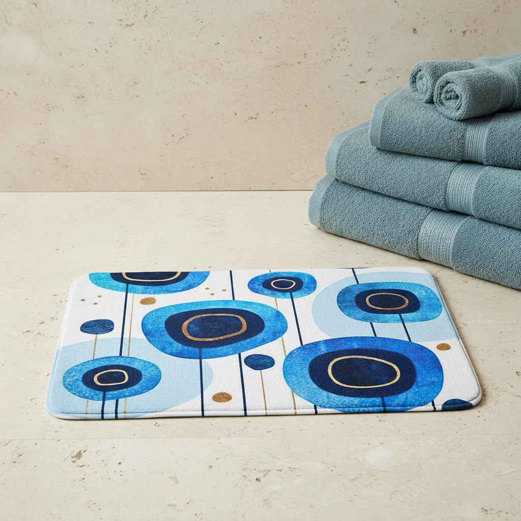 Pattern Blue Bath Mat