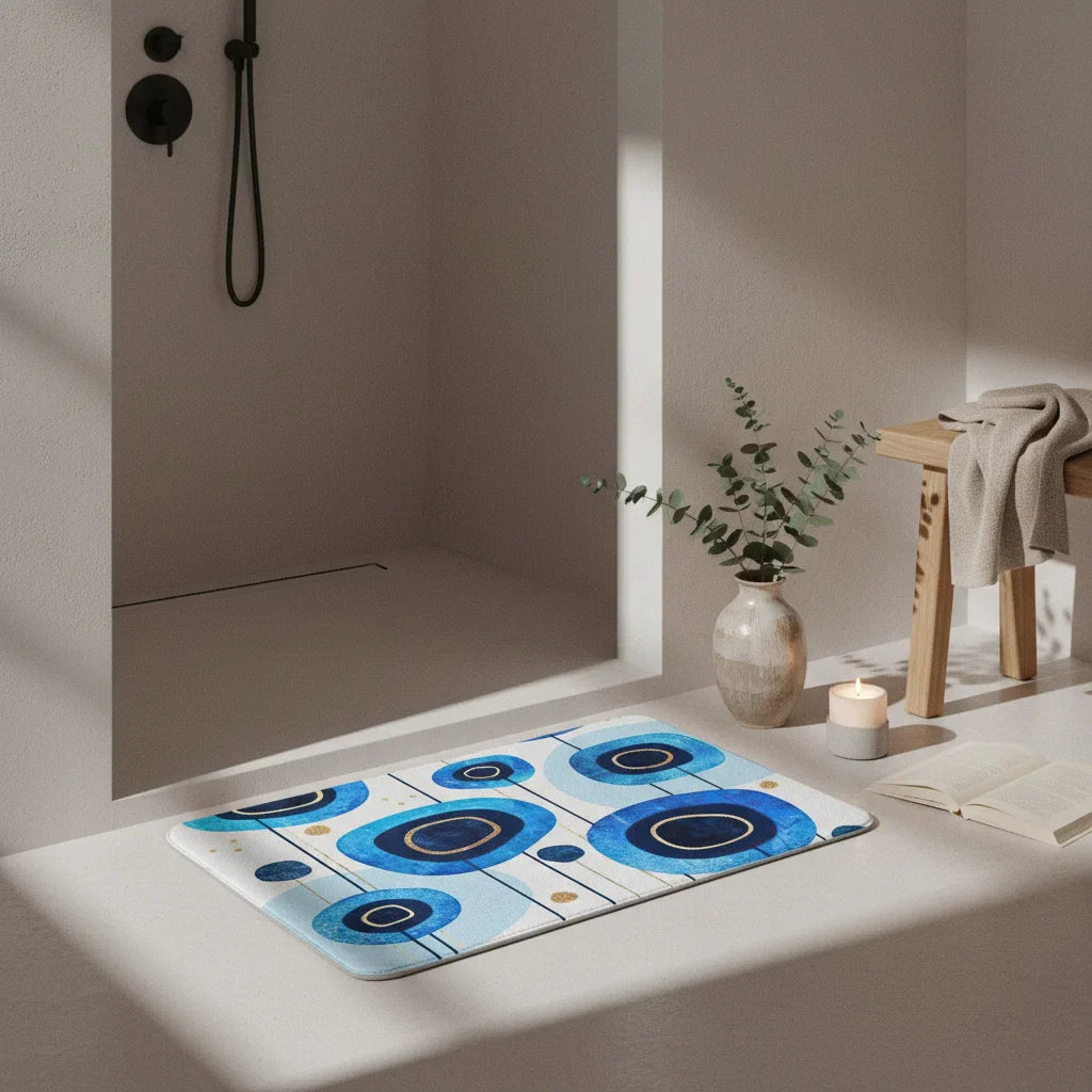 Pattern Blue Bath Mat - lifestyle photo