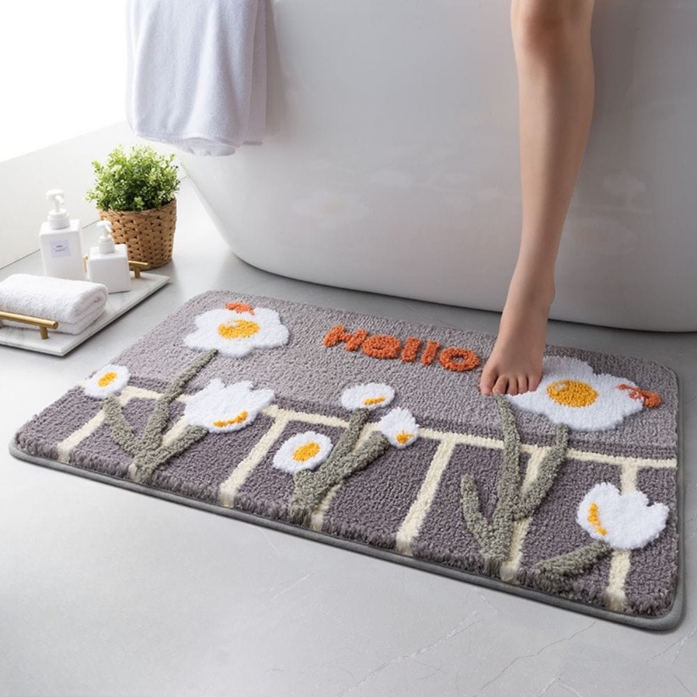 Pattern Flower Bath Mat - close-up texture