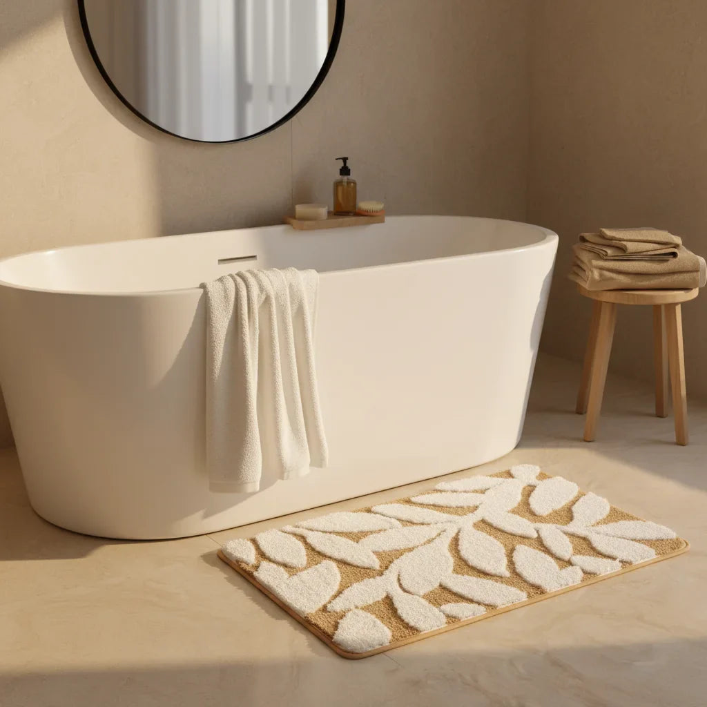 Pattern Leaf Bath Mat - size comparison