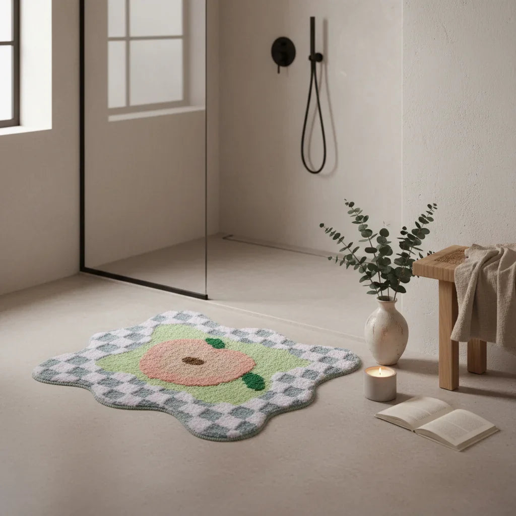 Peach Art Bath Mat - lifestyle photo