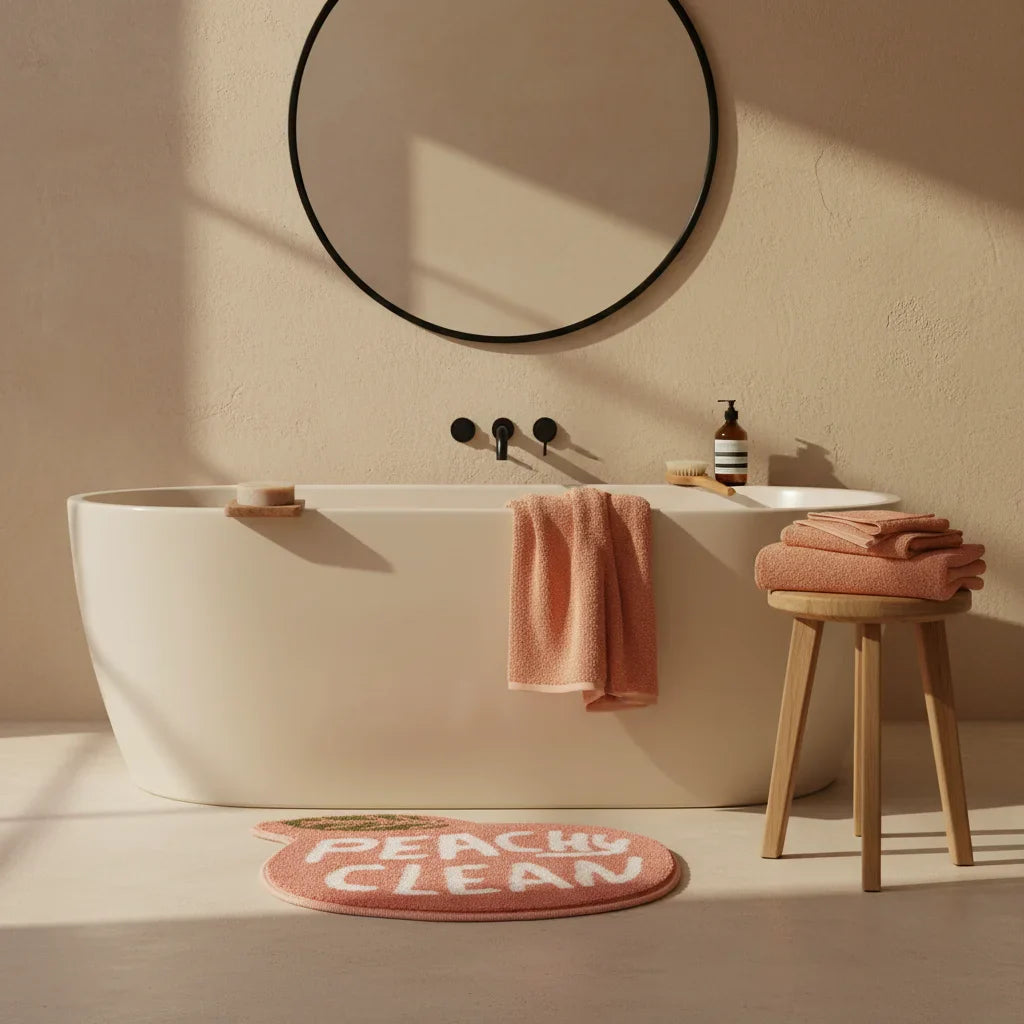 Peach Bath Mat - size comparison