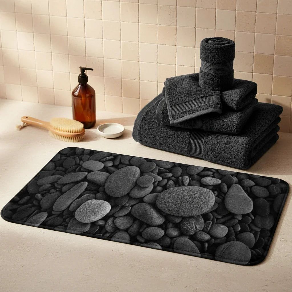 Pebble Black Bathroom Rug - care instructions