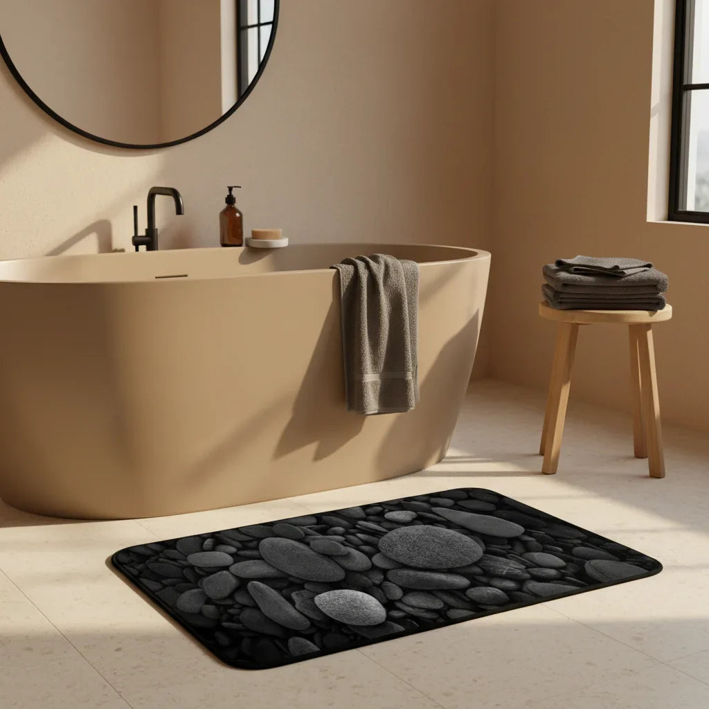 Pebble Black Bathroom Rug - view 9