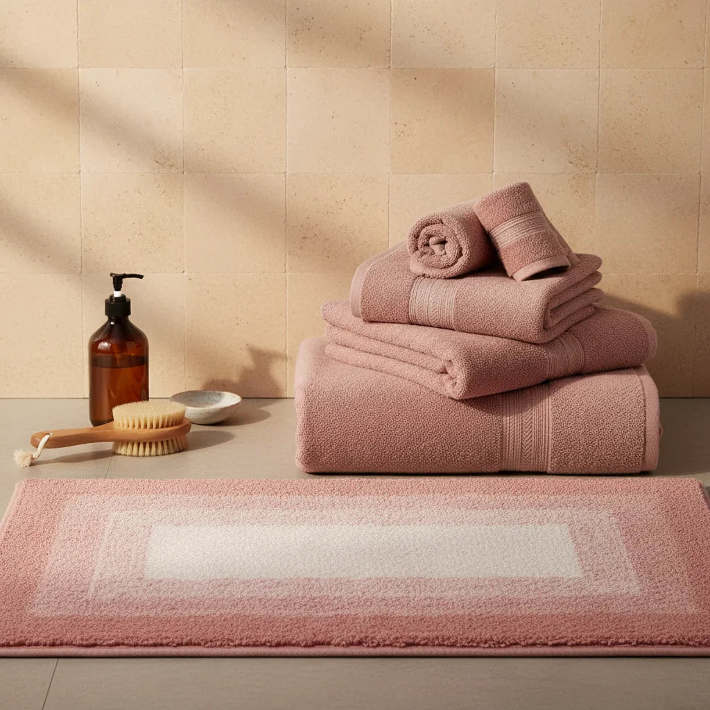 Pink Bathroom Rug - close-up texture