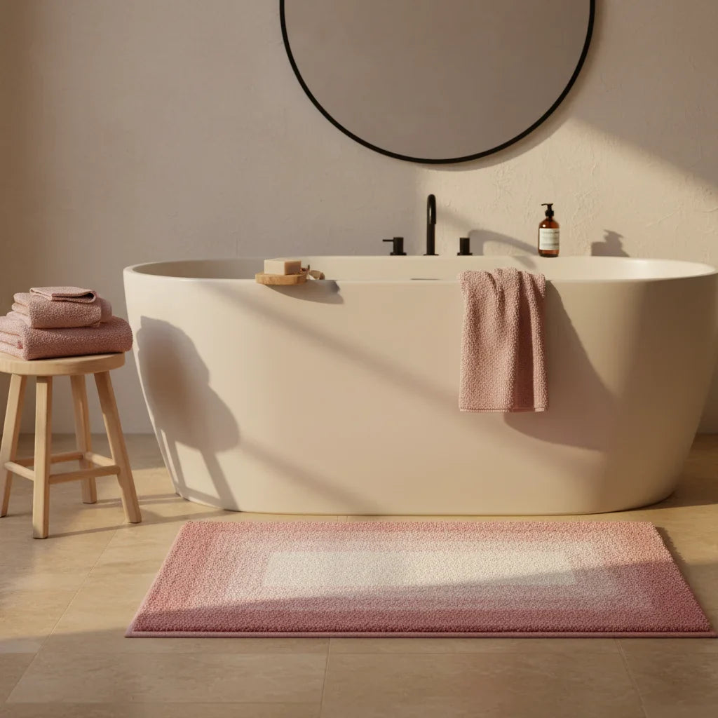 Pink Bathroom Rug - size comparison
