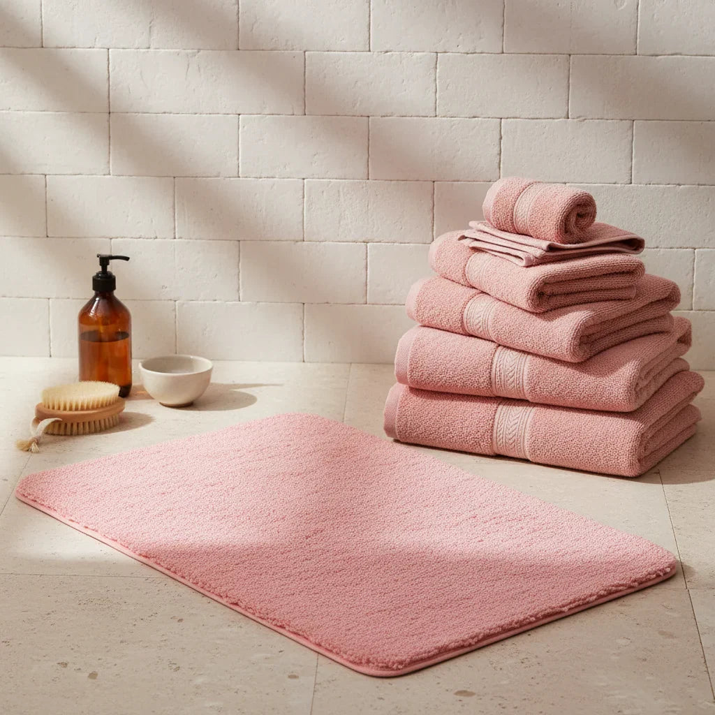 Pink Non-Slip Bath Mat - close-up texture