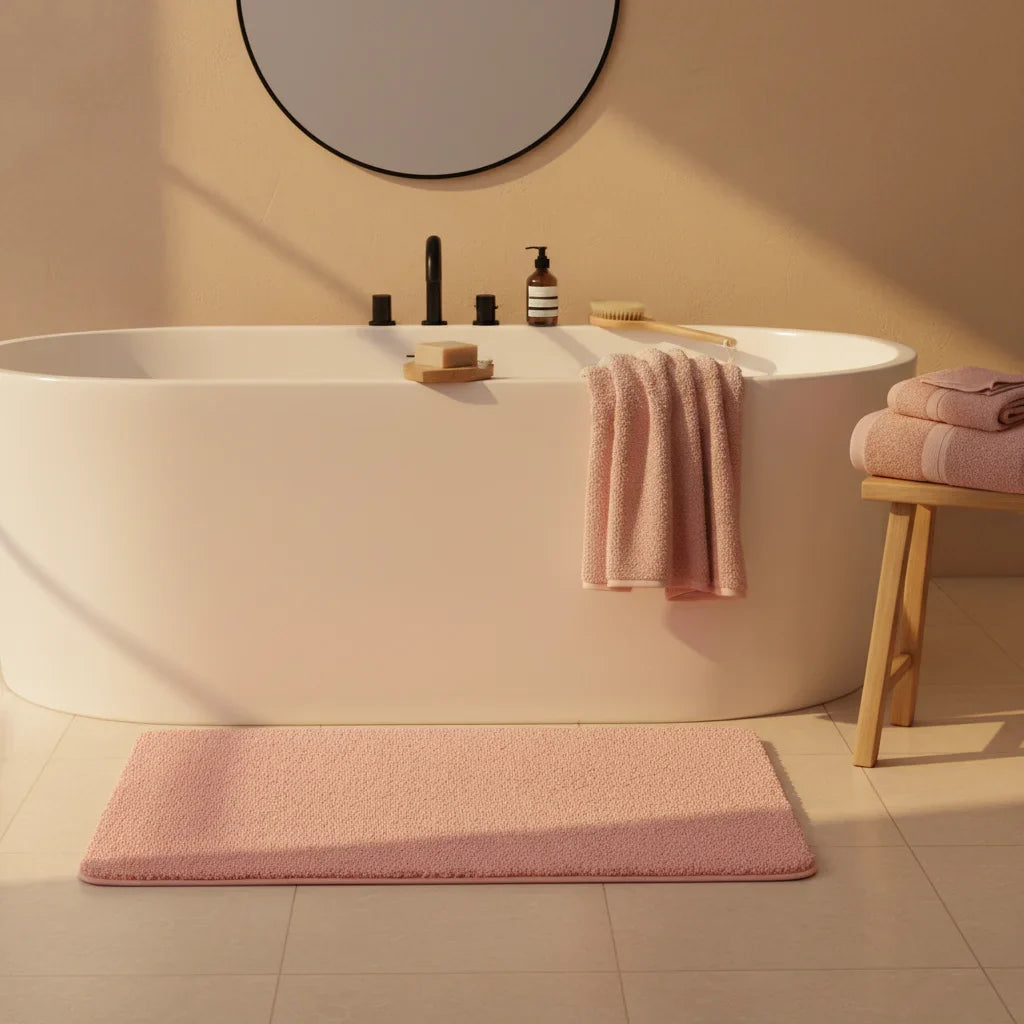 Pink Non-Slip Bath Mat - size comparison