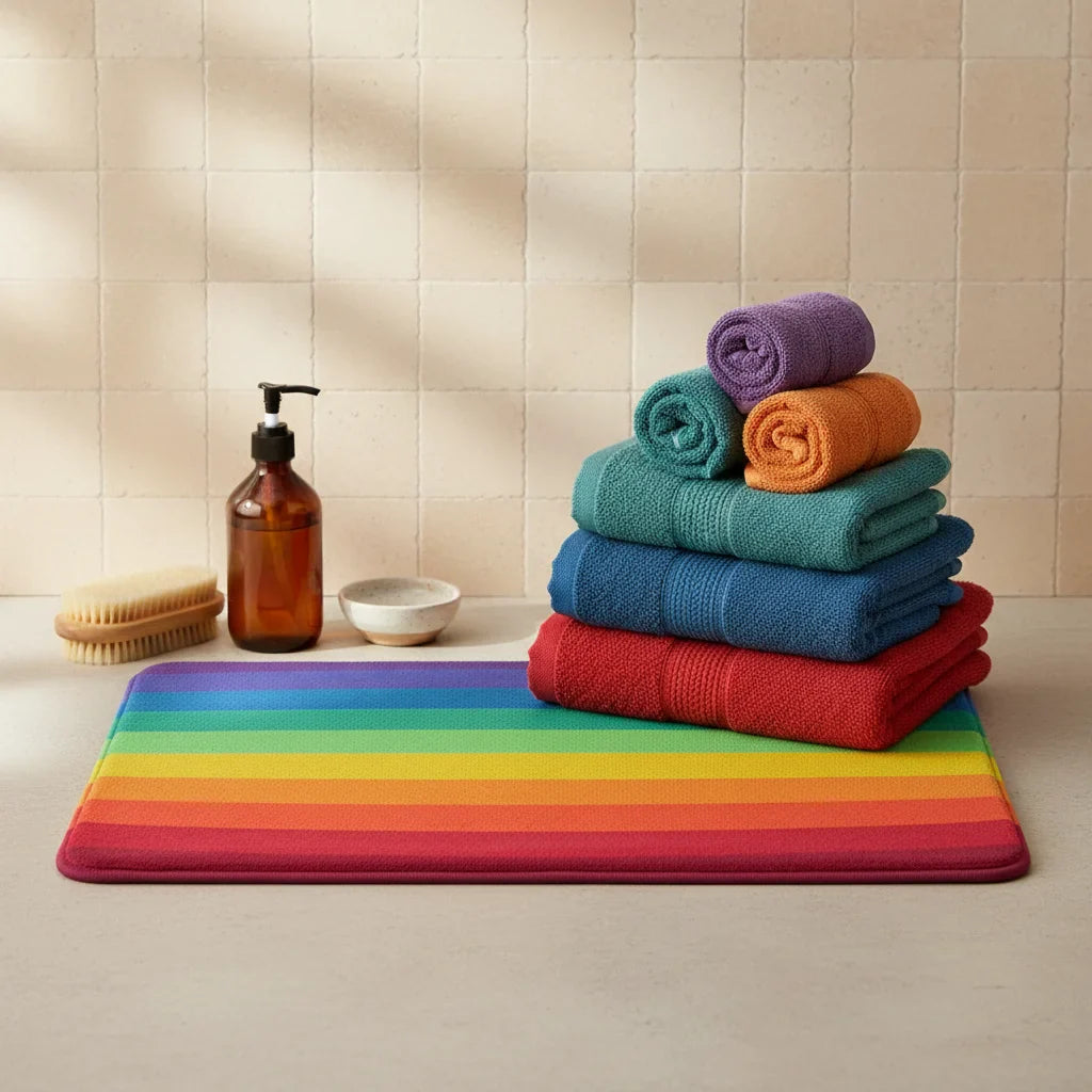 Rainbow Bath Mat - close-up texture