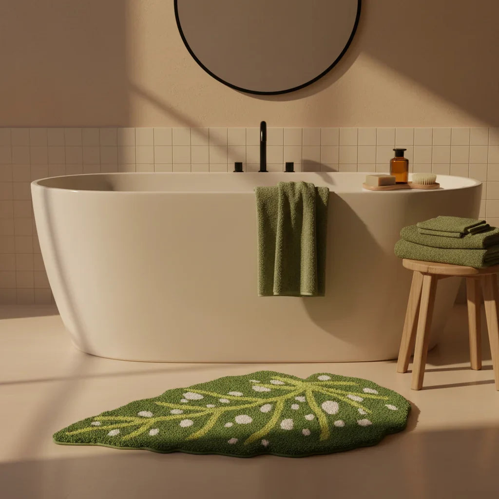 Shape Leaf Bath Mat - size comparison