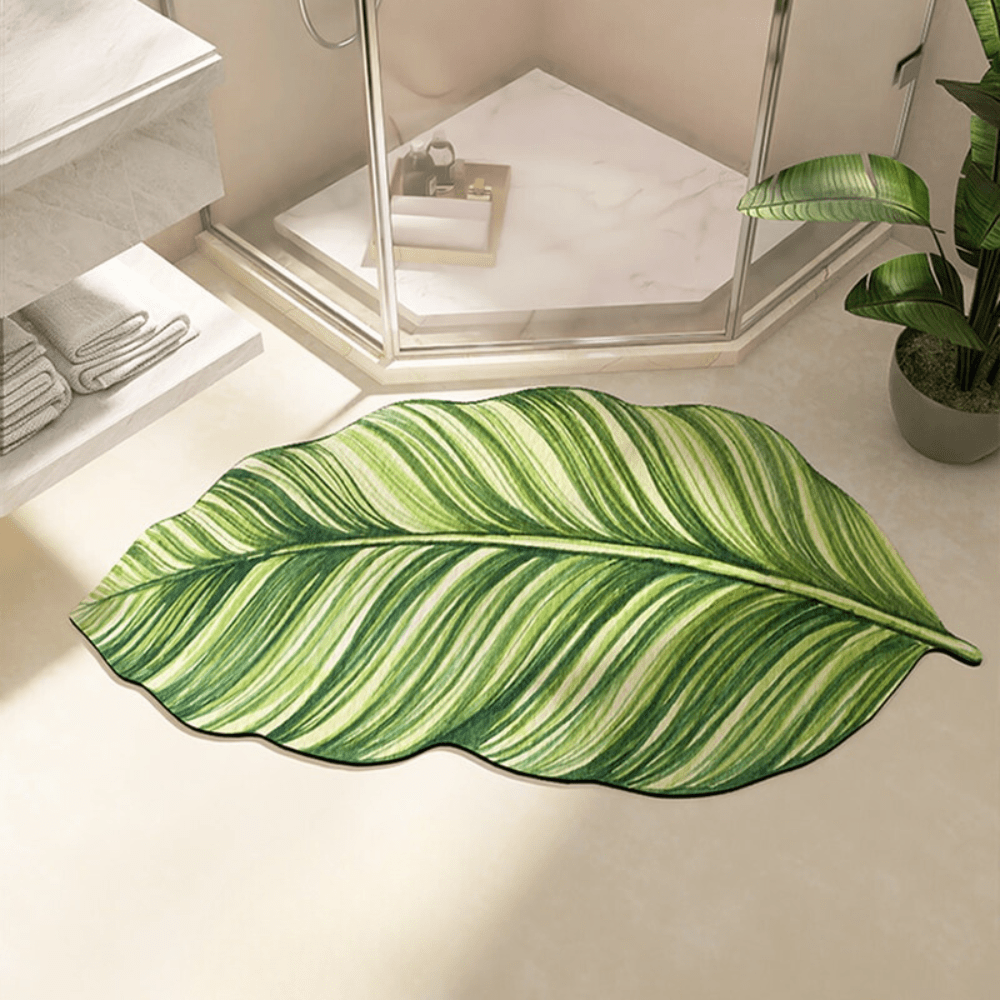 Shape Leaf Bathroom Rug - bathroom setting