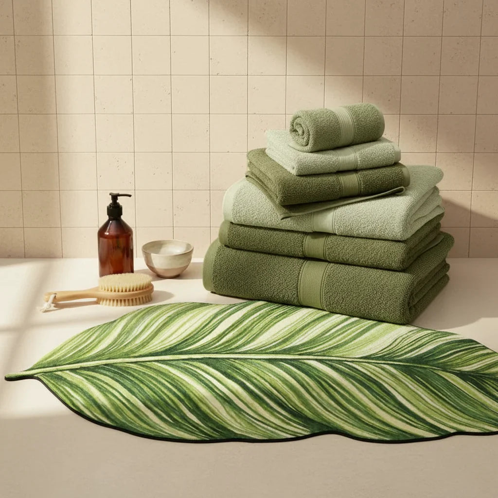 Shape Leaf Bathroom Rug - close-up texture