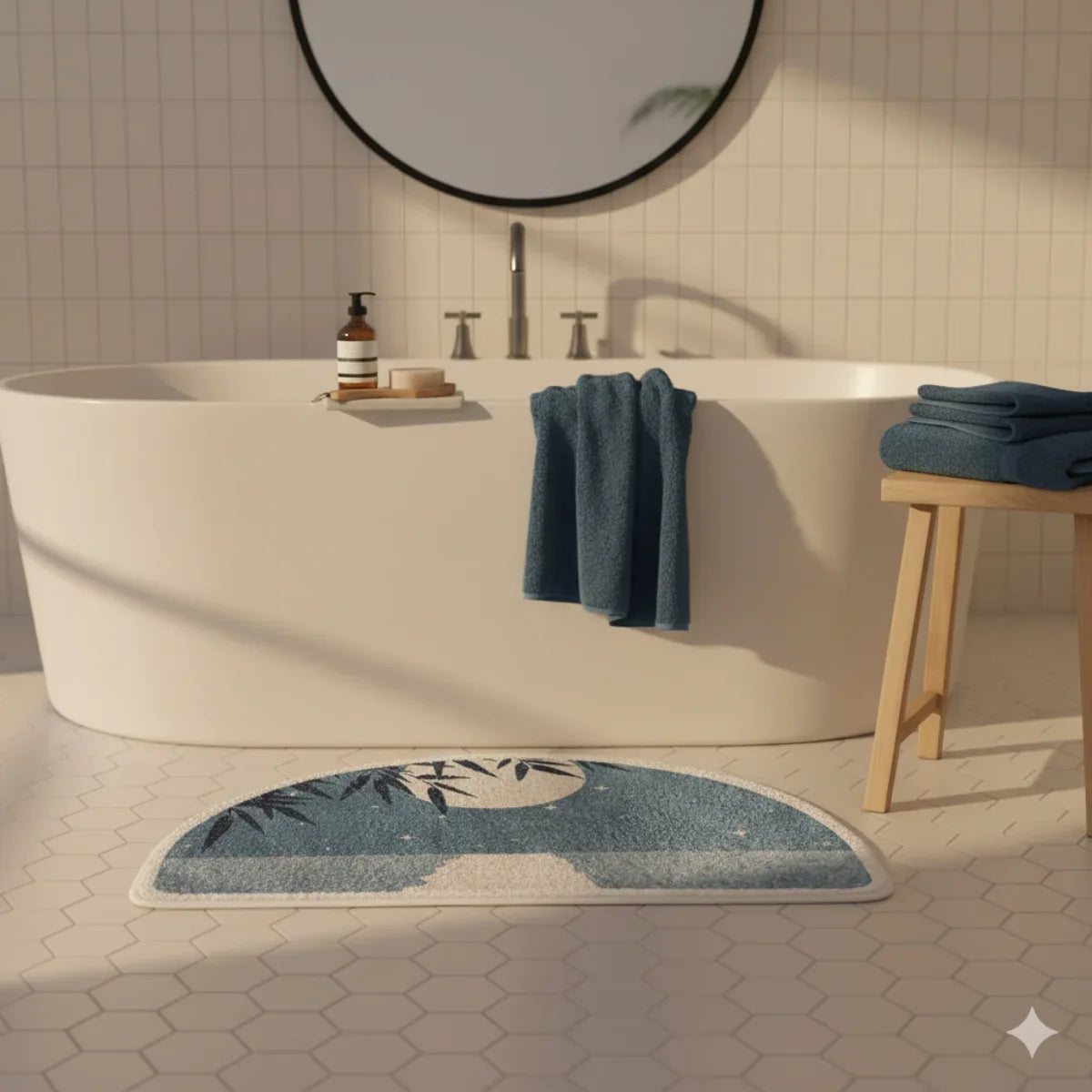 Small Half Moon Bathroom Rug - close-up texture